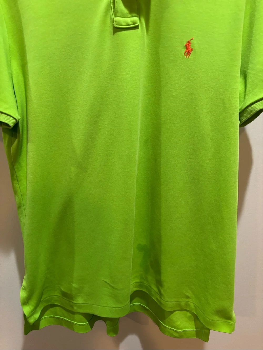 Polo by Ralph Lauren Men’s Bright Lime Green Polo with Red Pony